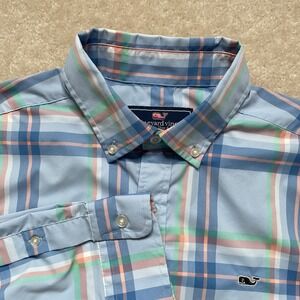 Vineyard Vines Whale Shirt Plaid Nylon Blend Performance Mens Medium
